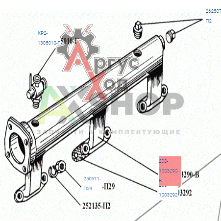 238-1003290-В Труба водяная правая в сборе